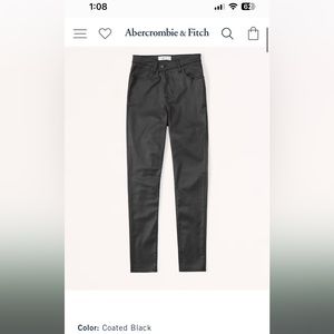 Abercrombie Coated Black Skinny Ankle High Rise Jean